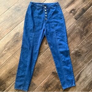 Kittenish Jessie James Decker Retro High Rise Crop Denim Jeans,Blue,S(4)